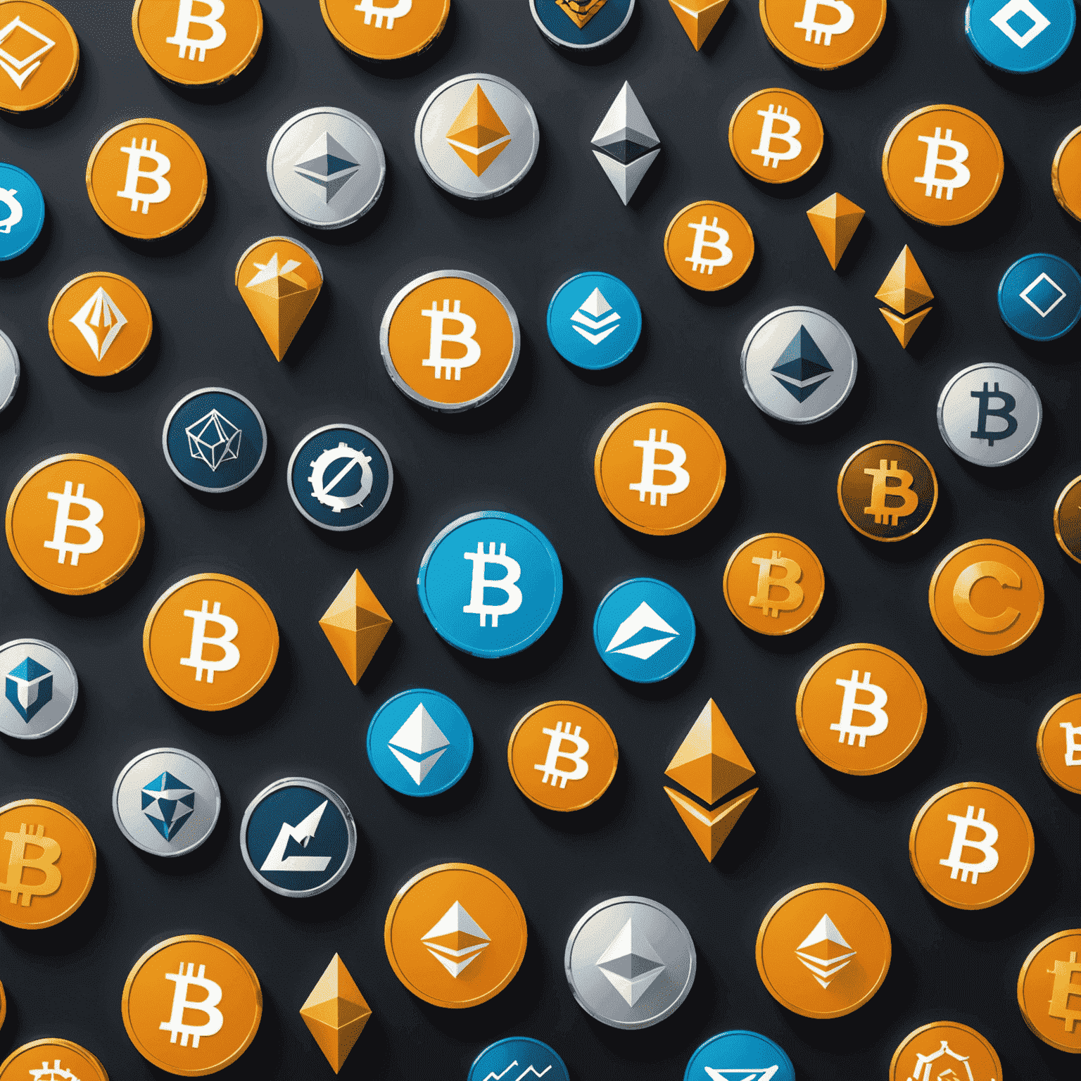 Graf zobrazující trendy kryptoměnového trhu s ikonami různých kryptoměn