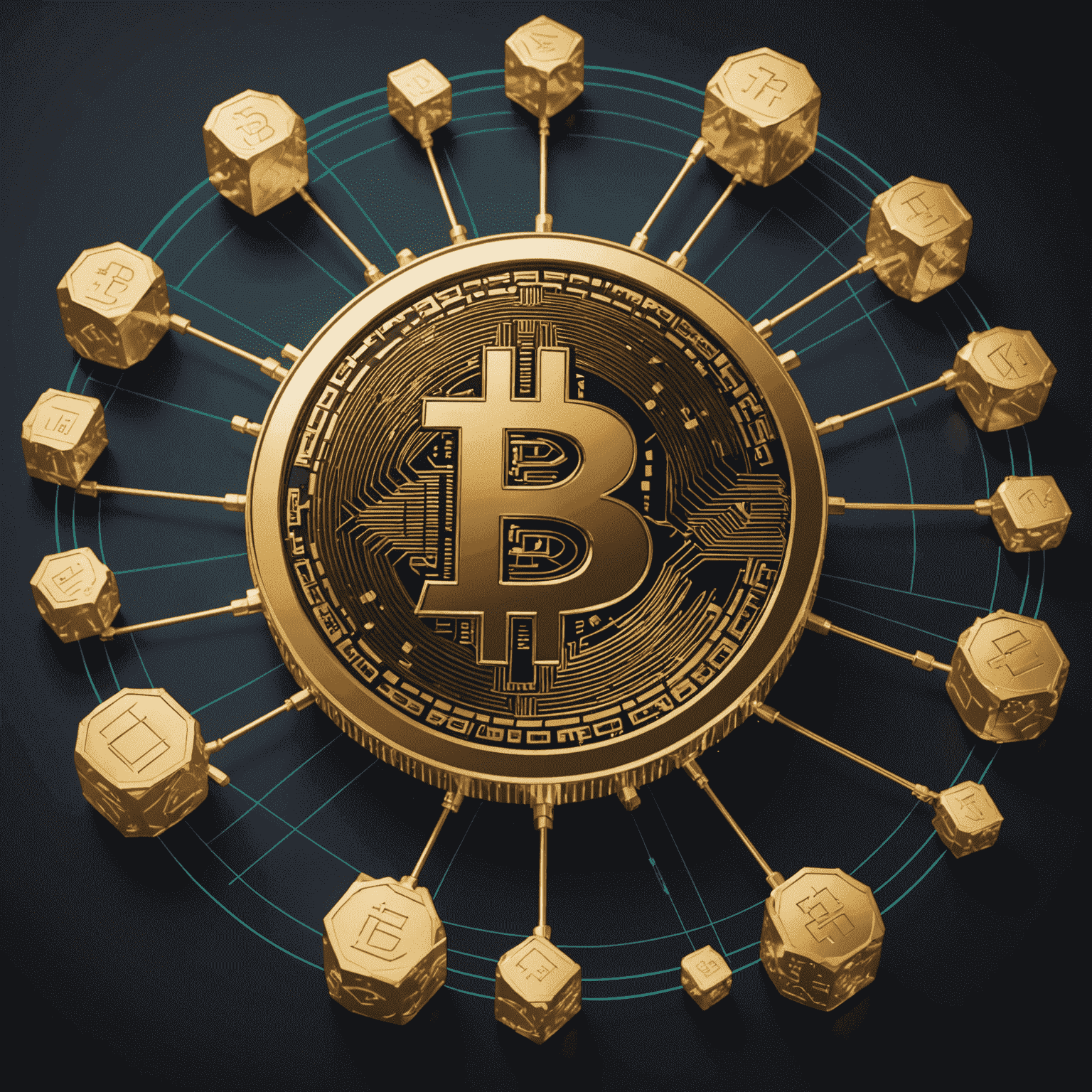 Vizualizace blockchain technologie propojené s tradičními finančními institucemi